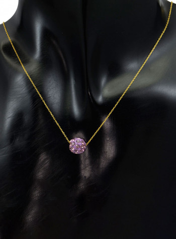 18 Karat Solid Yellow Gold Simple 10 mm Crystal Ball Pendant Necklace