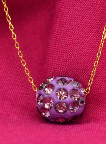 18 Karat Solid Yellow Gold Simple 10 mm Crystal Ball Pendant Necklace