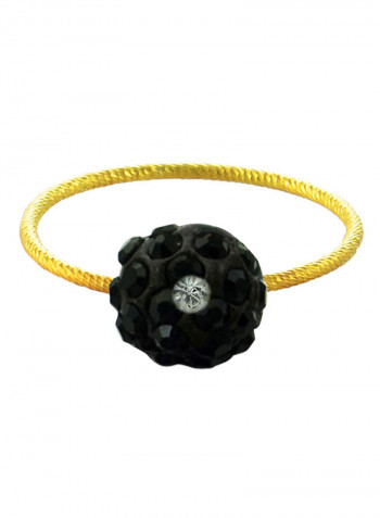 18 Karat Solid Yellow Gold Simple 10 mm Crystal Ball Ring