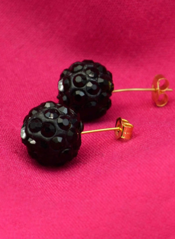 18 Karat Solid Yellow Gold Simple 10 mm Crystal Ball Earrings