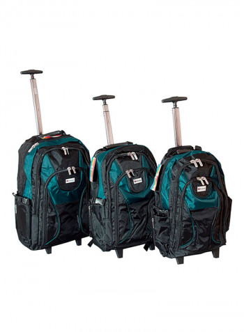 3-Piece Trolley Backpack Set Black/Green