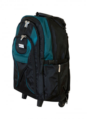 3-Piece Trolley Backpack Set Black/Green
