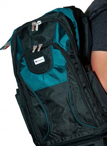 3-Piece Trolley Backpack Set Black/Green