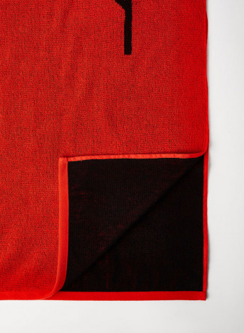 Contrast Logo Towel Fierce Red/Black 170x90cm