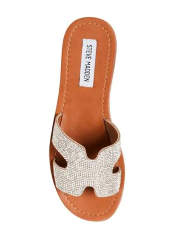 شبشب مسطح هوليود Rhinestones/Brown