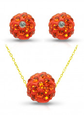 10 Karat Solid Yellow Gold Simple 10 mm Crystal Ball Jewellery Set