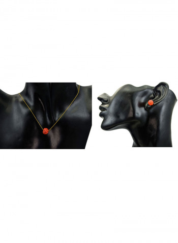10 Karat Solid Yellow Gold Simple 10 mm Crystal Ball Jewellery Set