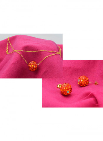 10 Karat Solid Yellow Gold Simple 10 mm Crystal Ball Jewellery Set
