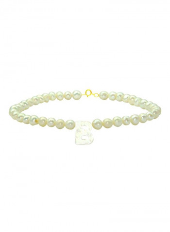 18 Karat Pearls Strand Letter B Bracelet