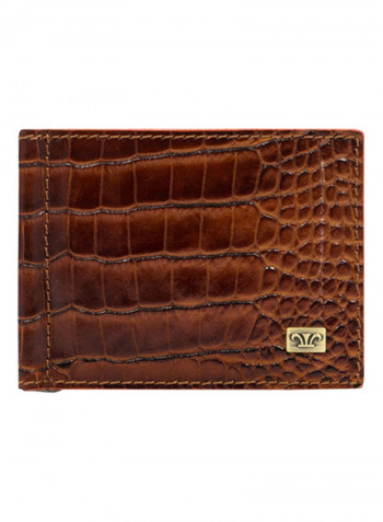 Wittet Croco Leather Money Clip Wallet Brown
