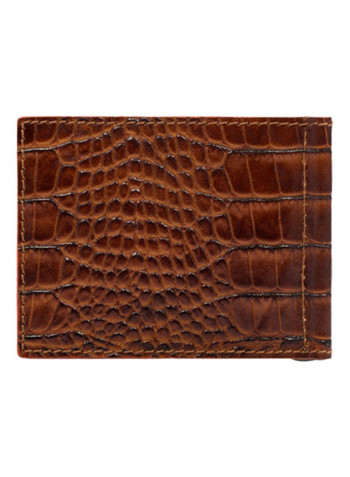 Wittet Croco Leather Money Clip Wallet Brown