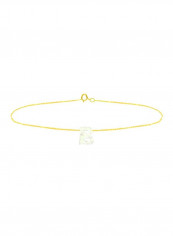 18 Karat Gold B Letter Mother Of Pearl Chain Bracelet