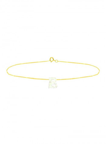 18 Karat Gold B Letter Mother Of Pearl Chain Bracelet