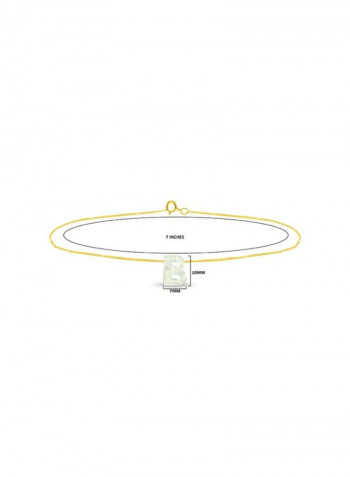 18 Karat Gold B Letter Mother Of Pearl Chain Bracelet