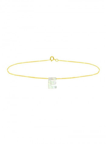 18 Karat Gold E Letter Mother Of Pearl Chain Bracelet
