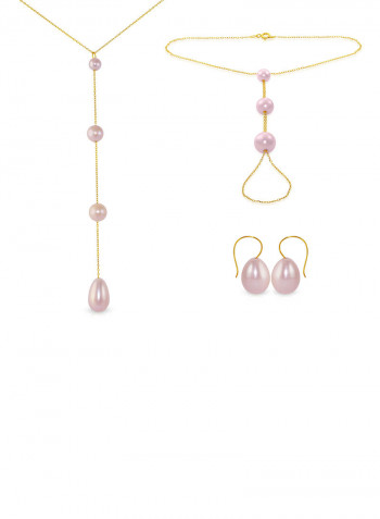 3-Piece 10 Karat Gold Pearl Jewellery Set