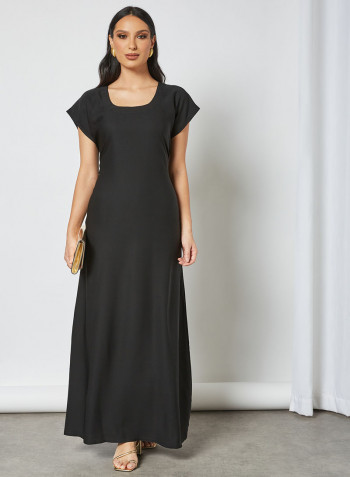 Stylish Scoop Neck Maxi Dress Black