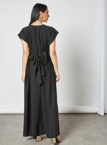Stylish Scoop Neck Maxi Dress Black