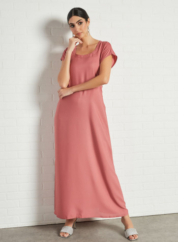 Stylish Scoop Neck Maxi Dress Pink