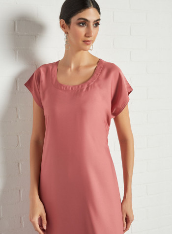 Stylish Scoop Neck Maxi Dress Pink