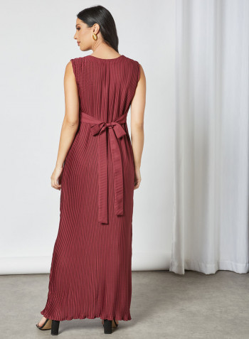 Stylish Scoop Neck Maxi Dress Red