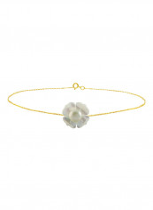 18 Karat Solid Yellow Gold 13 mm Mother Of Pearl Flower Shape With 4 mm Pearl Chain Bracelet reviews 18 Karat Solid Yellow Gold 13 mm Mother Of Pearl Flower Shape With 4 mm Pearl Chain Bracelet