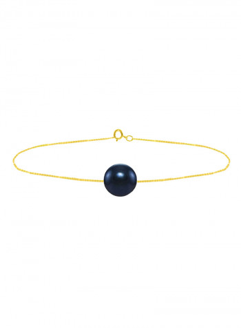 18 Karat Solid Yellow Gold With 8 mm Pearl Chain Bracelet