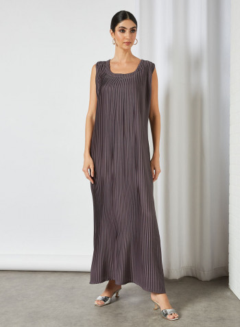 Stylish Scoop Neck Maxi Dress Grey