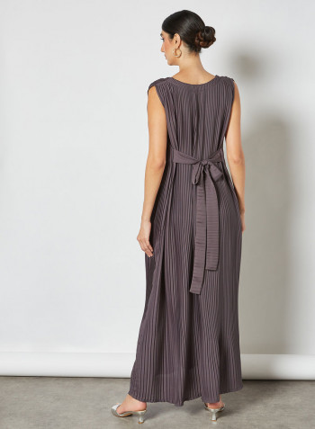 Stylish Scoop Neck Maxi Dress Grey