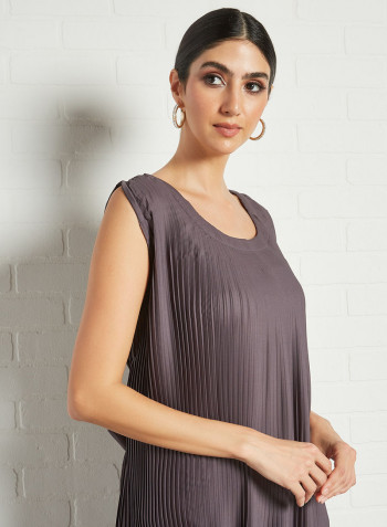 Stylish Scoop Neck Maxi Dress Grey