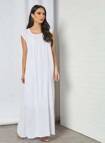 Stylish Scoop Neck Maxi Dress White