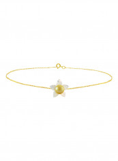 18 Karat Solid Yellow Gold 10 mm Mother Of Pearl Flower Shape With 4 mm Pearl Chain Bracelet reviews 18 Karat Solid Yellow Gold 10 mm Mother Of Pearl Flower Shape With 4 mm Pearl Chain Bracelet