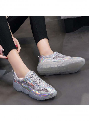 Casual Lace Up Athletic Shoes Silver