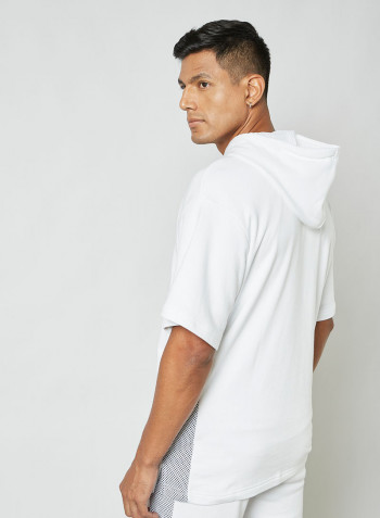 DECOR8 Short Sleeve Hoodie White