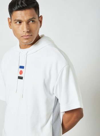 DECOR8 Short Sleeve Hoodie White