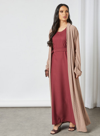 Stylish Belted Maxi Dress Red