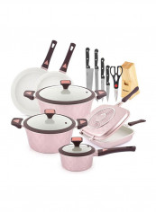 15-Piece Viola Cookware Set Rose Gold/White