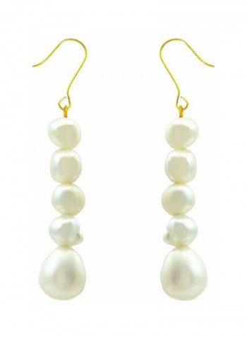 18 Karat Gold Pearl Beaded Drop Earrings