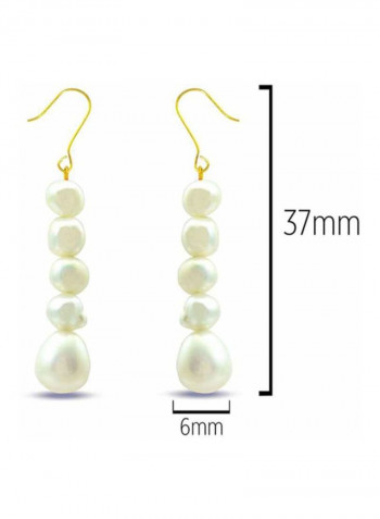 18 Karat Gold Pearl Beaded Drop Earrings