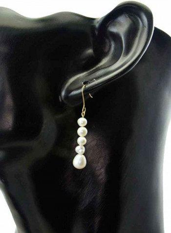 18 Karat Gold Pearl Beaded Drop Earrings