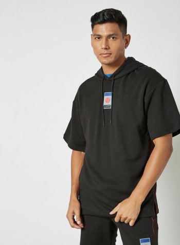 DECOR8 Short Sleeve Hoodie Black