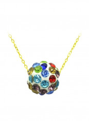 18 Karat Gold Crystal Ball Pendant Necklace