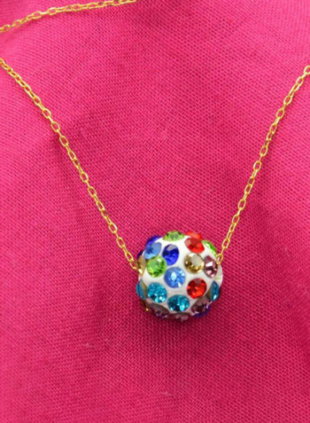 18 Karat Gold Crystal Ball Pendant Necklace