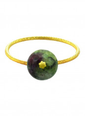 18 Karat  Gold Ruby Zoisite Studded Ring
