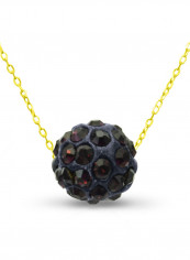 18 Karat Solid Yellow Gold Simple 10 mm Crystal Ball Pendant Necklace