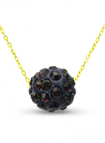 18 Karat Solid Yellow Gold Simple 10 mm Crystal Ball Pendant Necklace