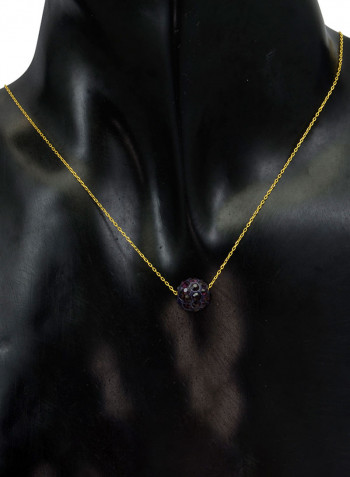 18 Karat Solid Yellow Gold Simple 10 mm Crystal Ball Pendant Necklace