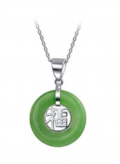 925 Sterling Silver Chinese Fortune Dyed Pendant Necklace