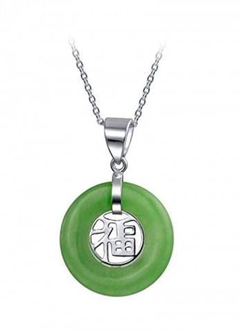925 Sterling Silver Chinese Fortune Dyed Pendant Necklace