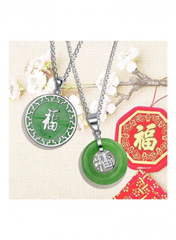 925 Sterling Silver Chinese Fortune Dyed Pendant Necklace